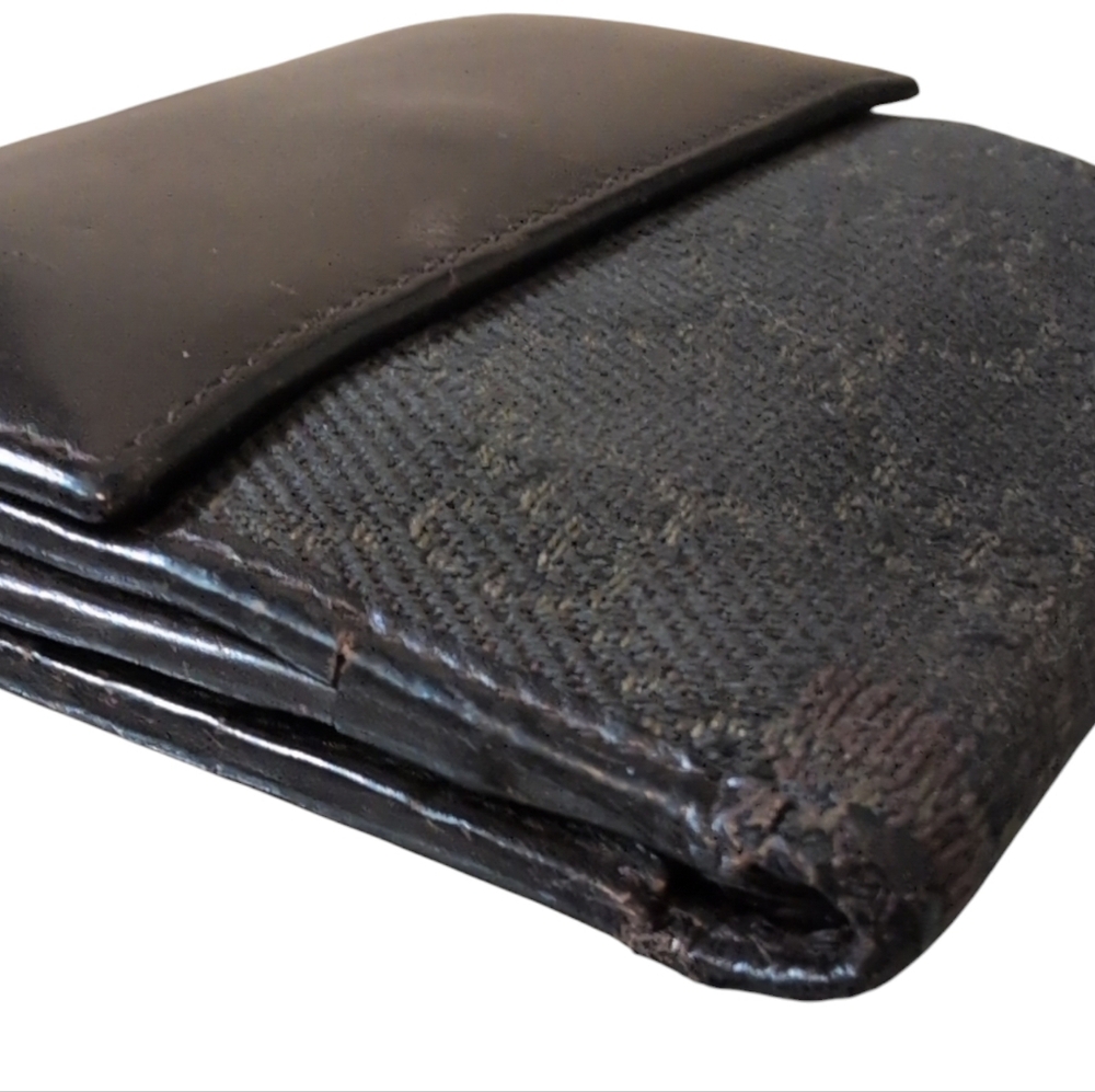 Gucci Black Brown Leather and Canvas Wallet Preloved Credit Card Men Women - Picture 3 of 15